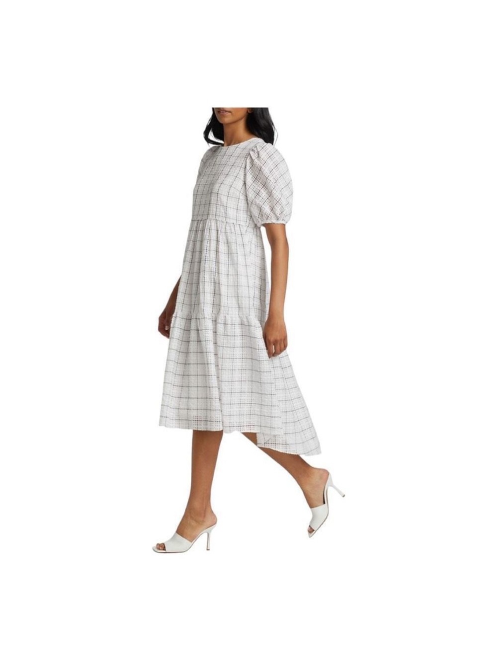 English Factory Gingham Puff Sleeve Midi Dress Size XS